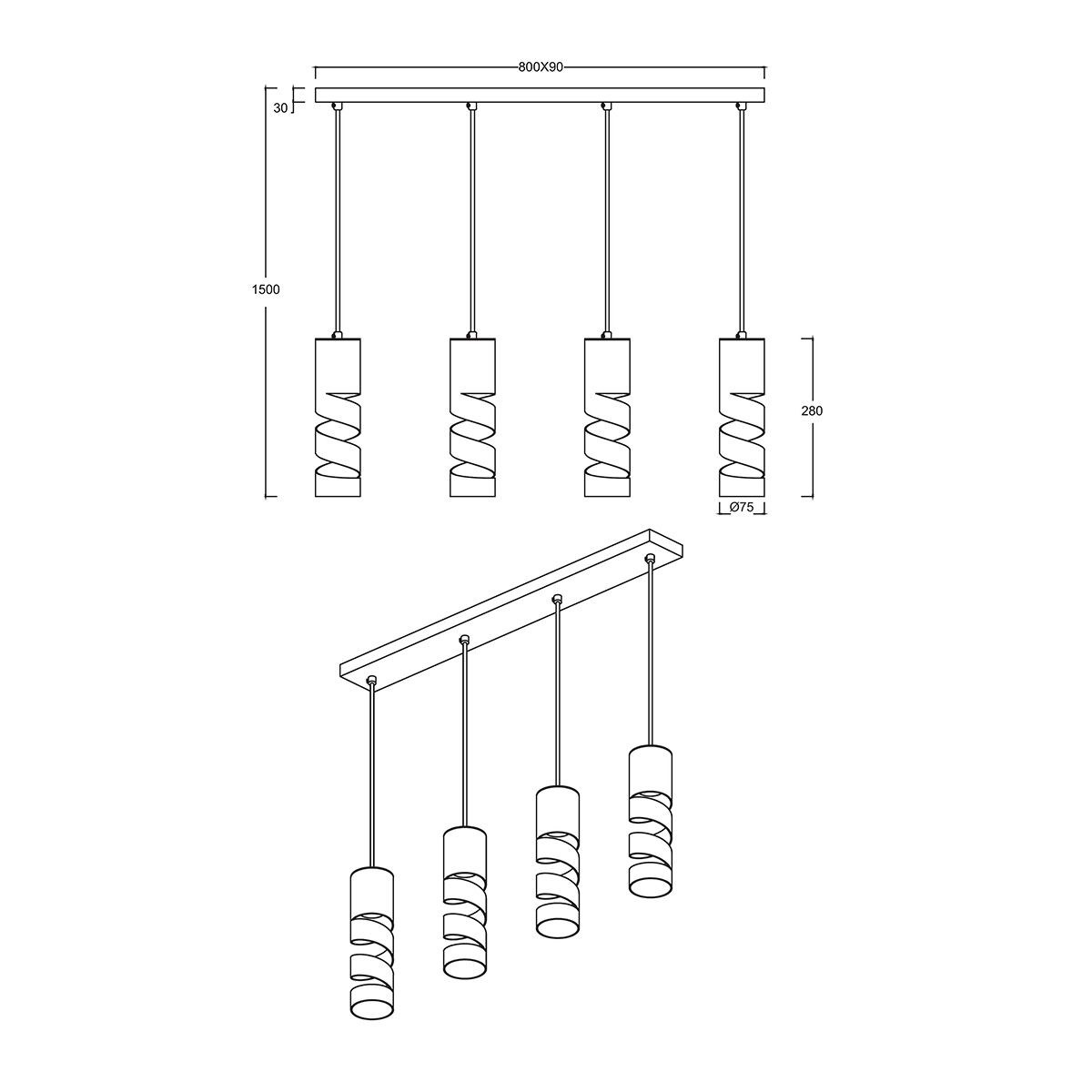 Lampadari & plafoniere: Pendelleuchte, Weiss 4 Spots 80 cm Breit – Nuovo (secondo la descrizione) da Kreuzlingen venduto da Smart-Light 5