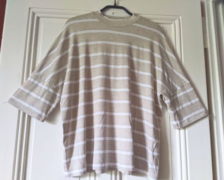 AMERICAN APPAREL : Shirt rayé beige-blanc M-L-XL