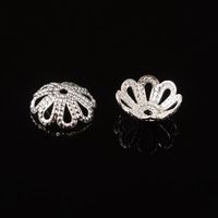 Messing Perlen Kappe Blume Silber 8x3mm / 100Stück