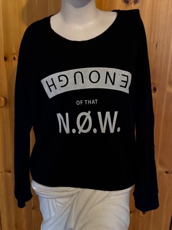 Amisu Damen Pullover, Grösse L, cooler Aufdruck, Schwarz