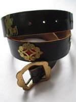 Orig. Appenzeller Leder Gürtel Gr. 80 schwarz gold Ornamente