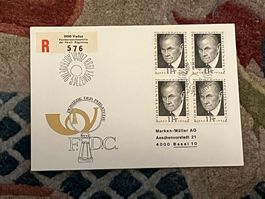 1 Erstagsbrief LI Einschreiben Viererblock 1968