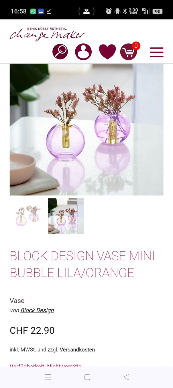 Vasen & Gefässe: 1 piece Mini Bubble Vase Lila/Orange Borosilicate Glass – Neu (gemäss Beschreibung) aus Zürich von sha_vw65 1