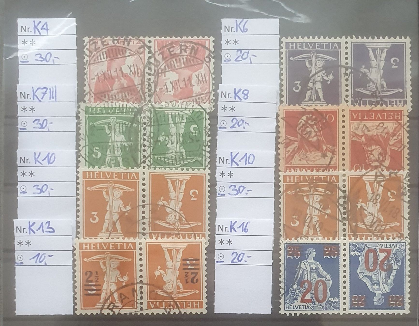 Tutti i francobolli: Lot Kehrdrücke Kat. 435.- – Usato da Balgach venduto da SIMEON27 1
