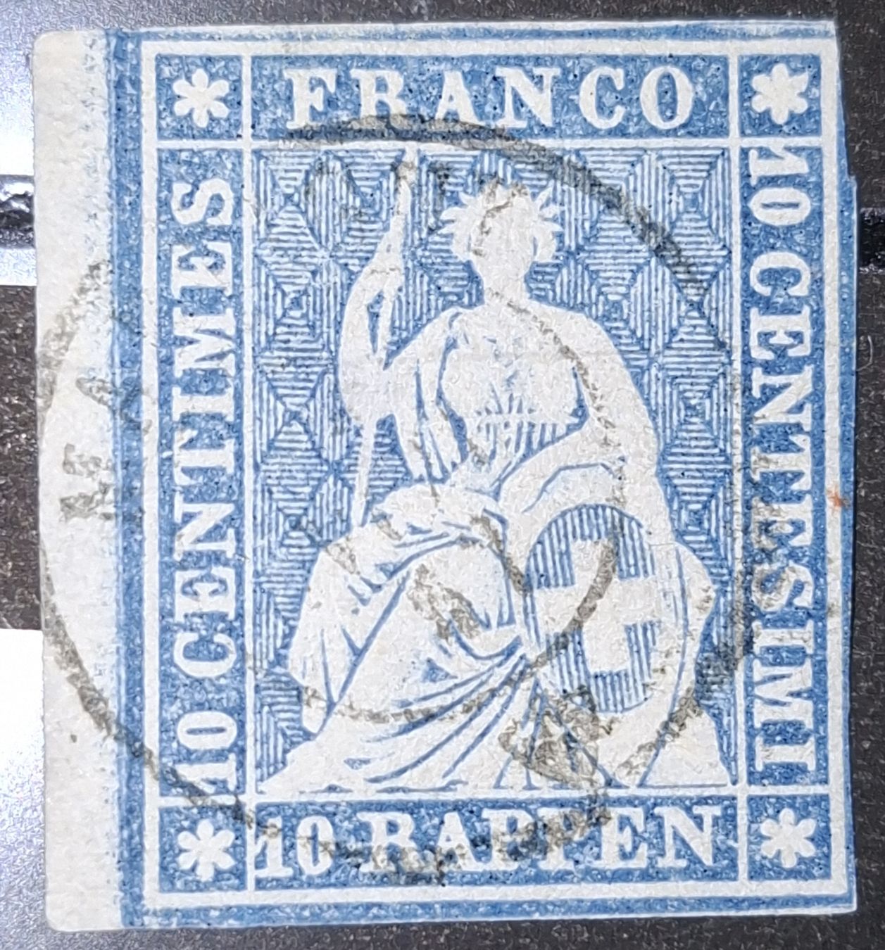 Tutti i francobolli: Strubel Nr. 23 mit Bogenrand  – Usato da Balgach venduto da SIMEON27