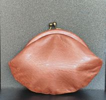 Vintage Münzbörse a. braunem Leder Bügelverschluss Knipserl
