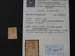 25G mit Abart roter Seidenfaden, gest. St. Gallen, m. Befund