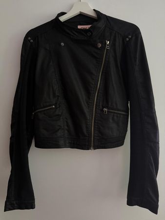 Black Faux leather biker-style jacket, Size M