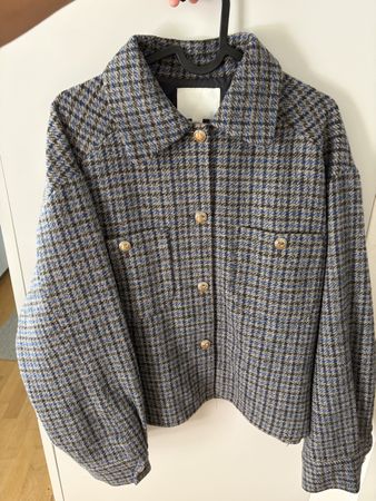 Veste courte H&M motif carreaux bleu gris taille S