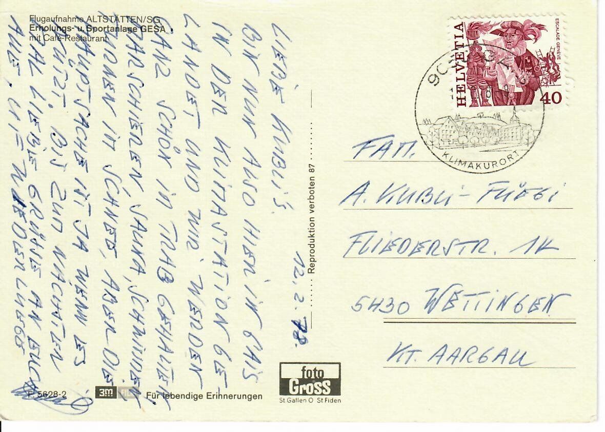 Cartoline postali: Altstätten – Usato da Hochdorf venduto da Ziegel-16 1