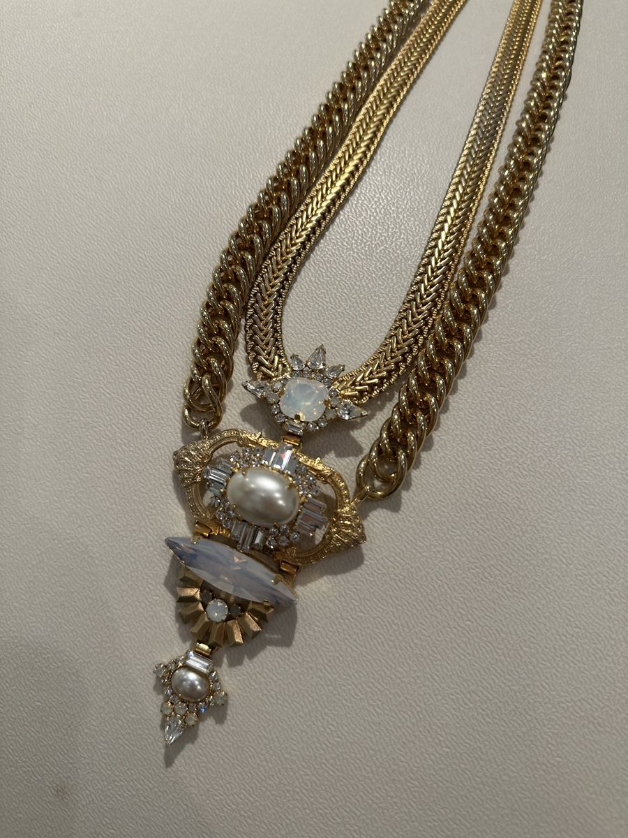 Catenine: Goldene Halskette mit Perlen & Kristall – Usato da Luzern venduto da ariazalea 1