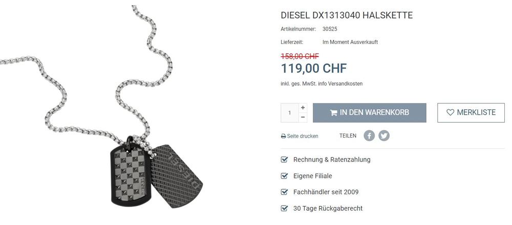 DIESEL DX1313040 HALSKETTE | Acheter sur Ricardo