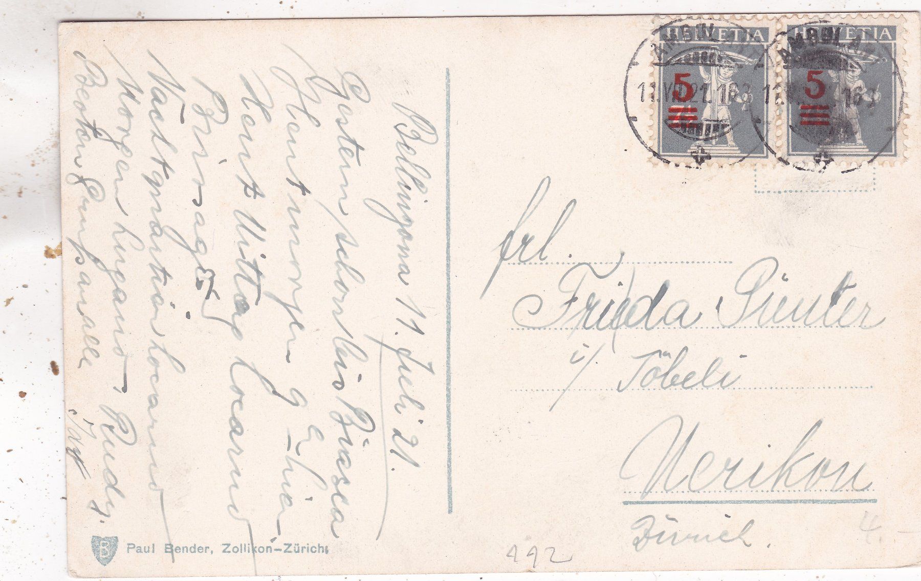 Ansichtskarten: Bellinzona 1921 – Gebraucht aus Herisau von Lisegrat2008 1