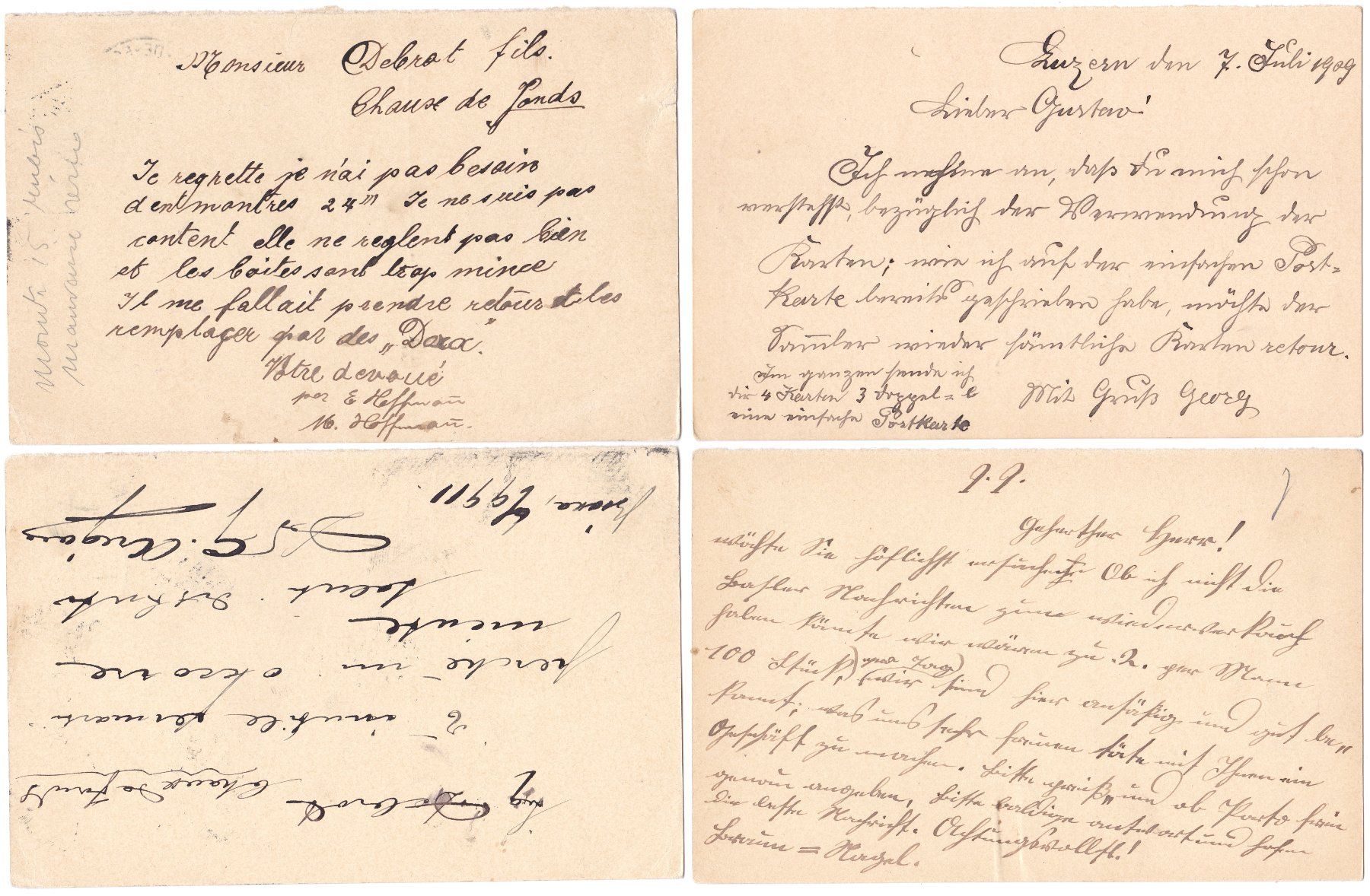 Tutti i francobolli: 4 PK mit bezahlter Antwort - Réponse - Risposta, 1909-14 – Usato da Basel venduto da riobar 3