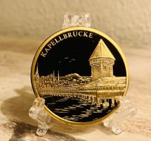 🇨🇭 Historia Helvetica vergoldete Medaille * Kapellbrücke *