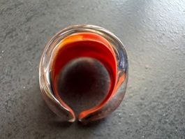 Swarovski Glasring rot und dunkelblau marmoriert