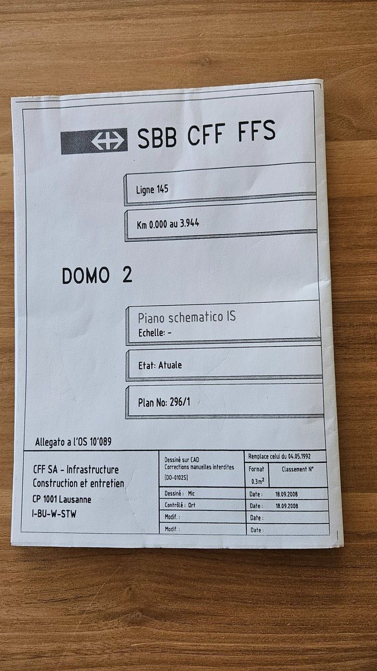Documenti: SBB CFF FFS DOMO 2, Schematischer Plan & Dokumentation (f/i) – Usato da Glis venduto da dupont29