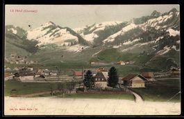 AK Le Praz, Ortsansicht mit Bergen