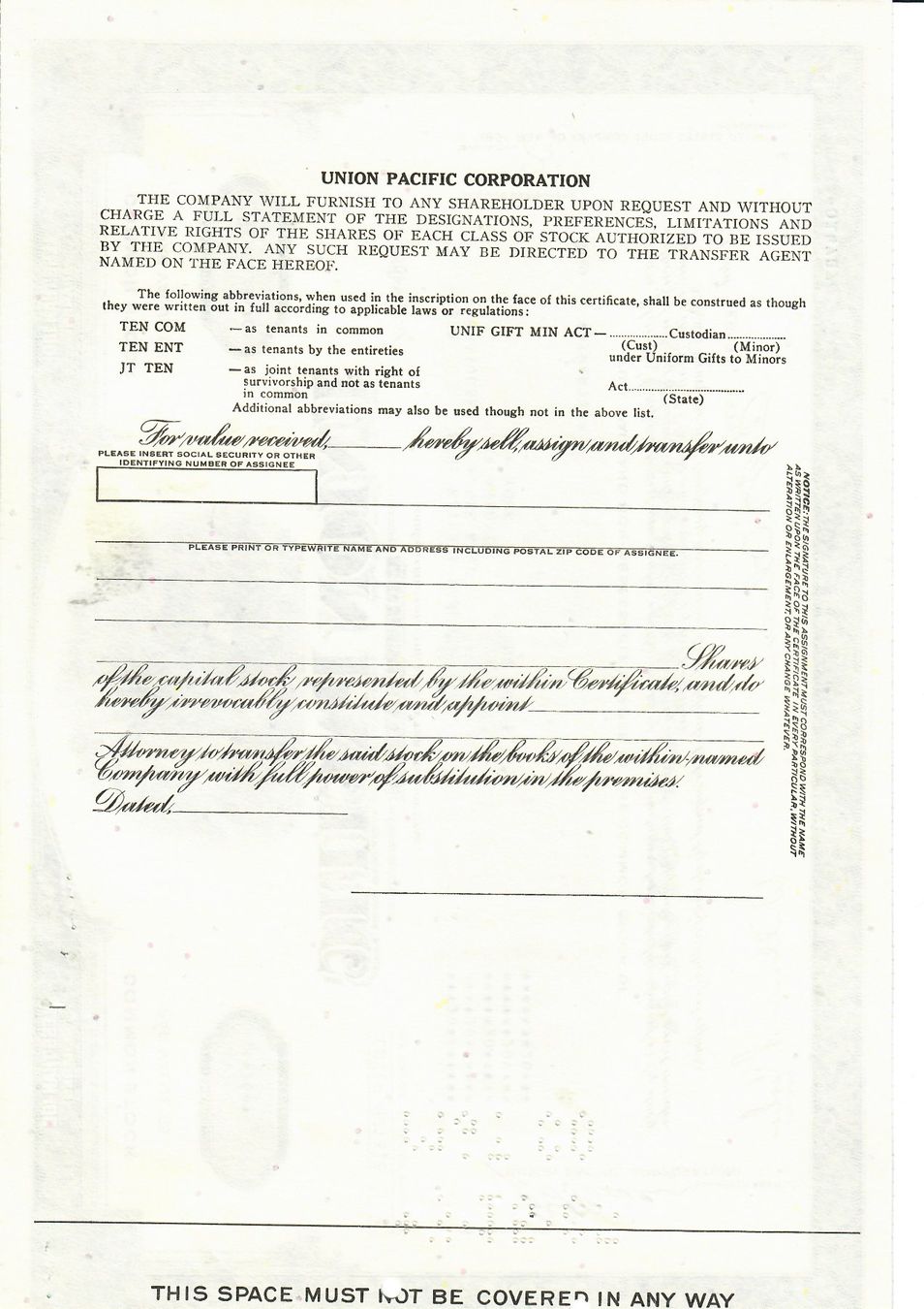 Documents: Original-Aktie der Union Pacific Corp., 17.2.1979 – D'occasion à Adliswil par Micoculier 1