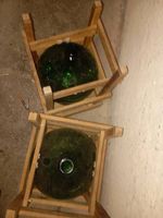 2 Stück Glasballon /Mostflasche mit Holzgestell top