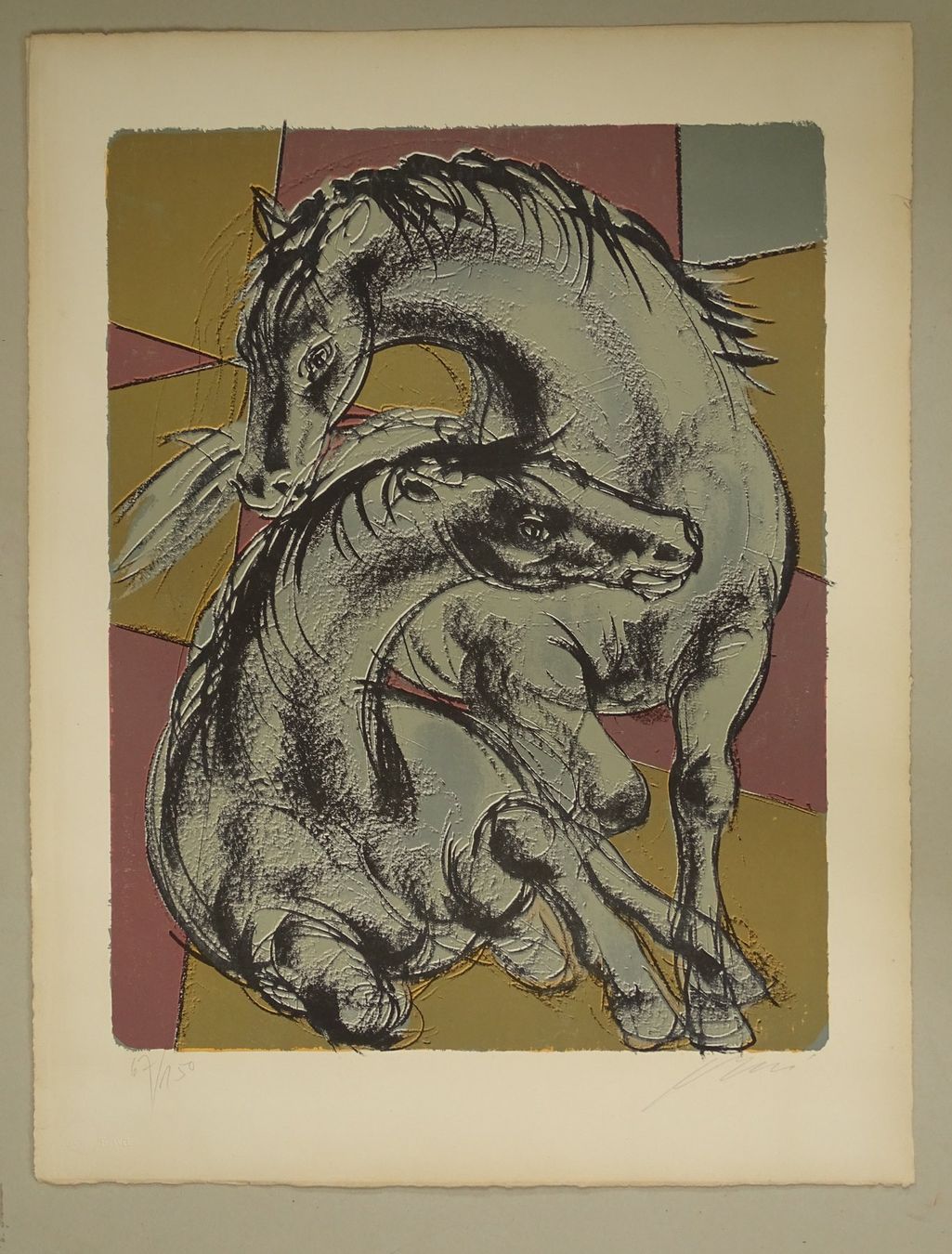 Grafica & Litografie: HANS ERNI: PFERDE, CHEVAUX, LITHOGRAPHIE MIT 5 FARBEN – Usato da Grüningen venduto da Kartensammler