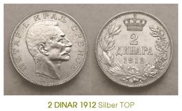 2 Dinar 1912 Serbien TOP Lot 11