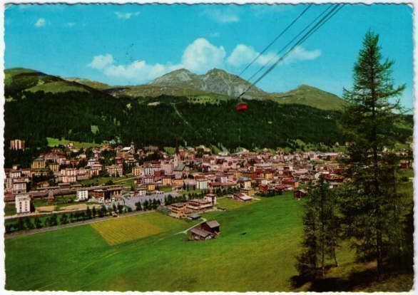 Cartoline postali: Davos mit Luftseilbahn Ischalp – Usato da Binningen venduto da Mountainrider