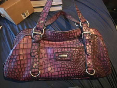 Handtasche lila Kroko-Optik guter Zustand