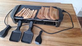 König 8 Personen Raclette, Grillplatte u Olivenholz Schaber
