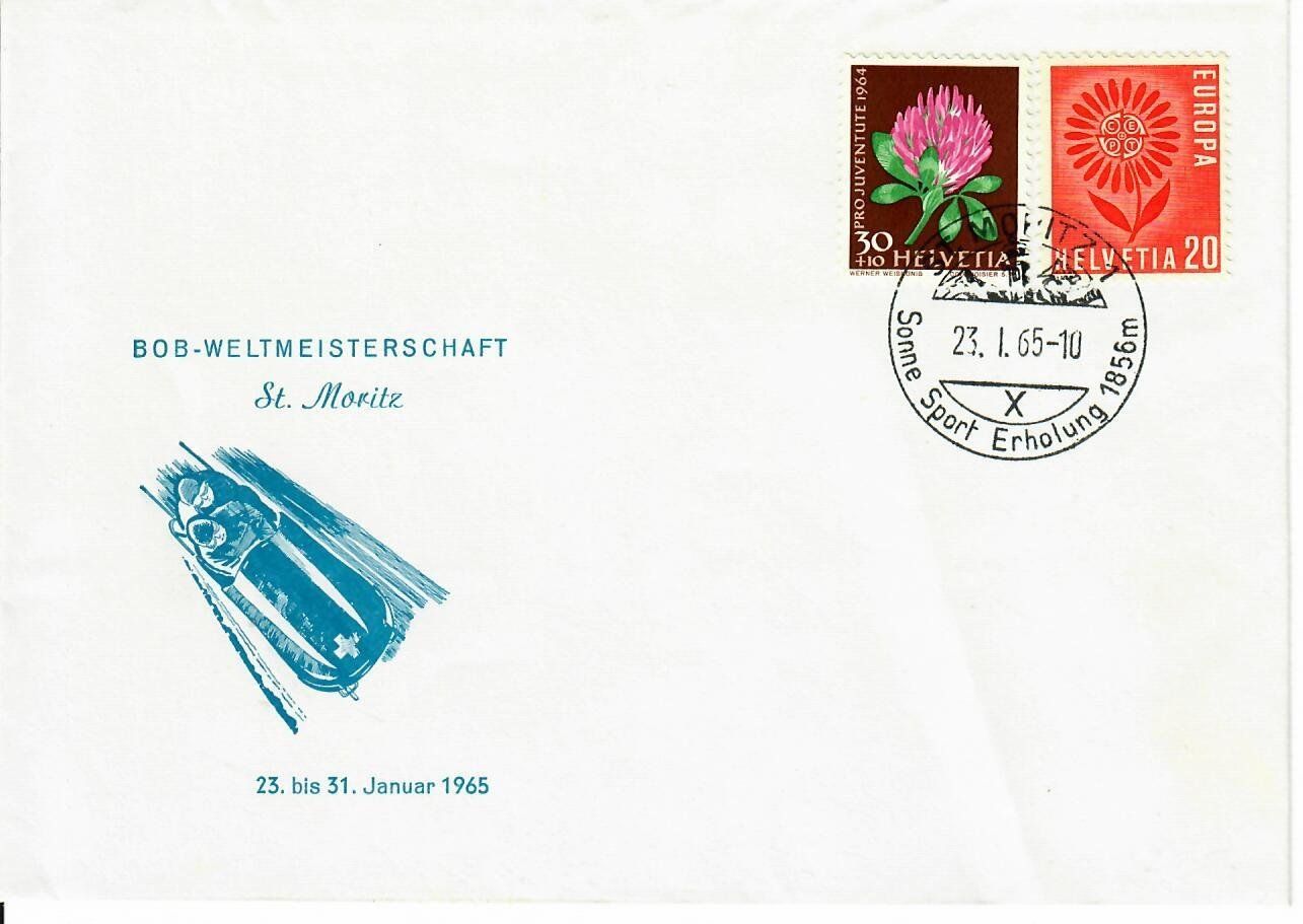 Tutti i francobolli: Brief, Bob Weltmeisterschaft St.Moritz 1965 – Usato da Hochdorf venduto da Ziegel-16