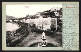AK Lugano, Quai aus der Vogelschau, 1902