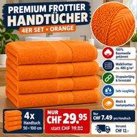 4x Handtücher 50x100 cm Orange 100% Baumwolle