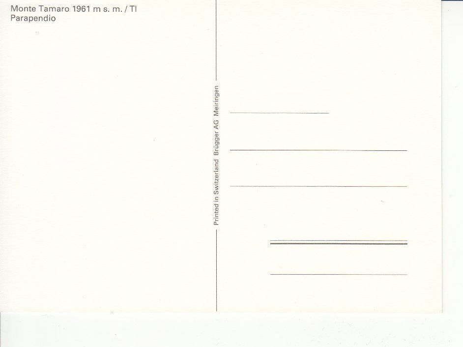 Cartoline postali: Monte Tamaro Parapendio um 1995 – Usato da Bürglen TG venduto da StampGraf 1