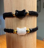 2x Katzen Armband geknüpft