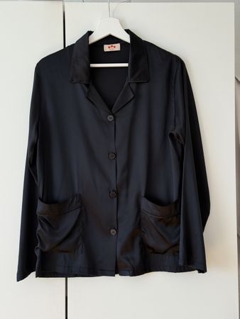 Oberteil/Bluse aus 100 % Seide, schwarz, Gr. S/M