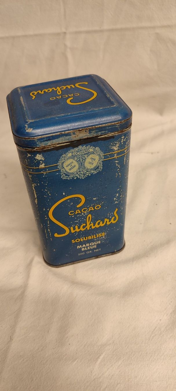 Suchard Dosen: Wunderschöne alte Blechdose von SUCHARD CACAO 17 cm – Gebraucht aus Gelterkinden von MYSTOREFORYOU4460 3