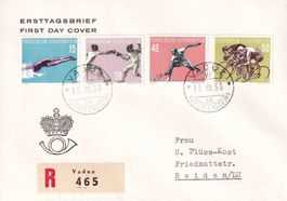1958 LIE, Sportserie-V Nr. 309-312, auf offiz. illust. R-FDC