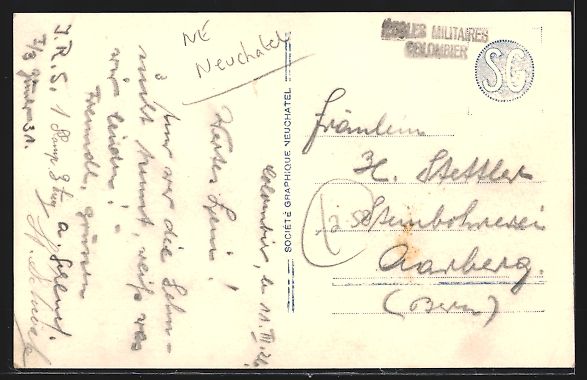 Cartoline postali: Colombier, Place d'Armes, Les obstacles – Usato da Berlin venduto da bartko-reher 1
