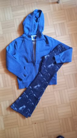 Set, Sweatshirt, T-Shirt lang arm, Stretch Hose Blautöne 130