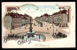 Litho Chaux de Fonds, Platz mit Hotel, S