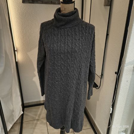Strickkleid Chicoree Rollkragen grau Grösse M