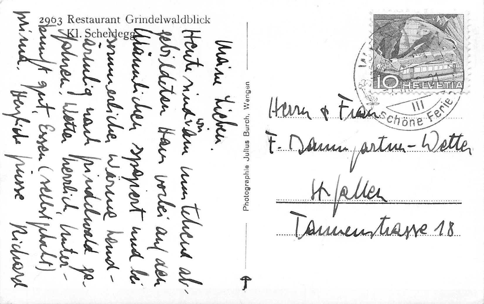 Ansichtskarten: Restaurant Grindelwaldblick scheidegg – Gebraucht aus Biasca von Blenio71 1