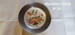 Assiette de décoration en étain