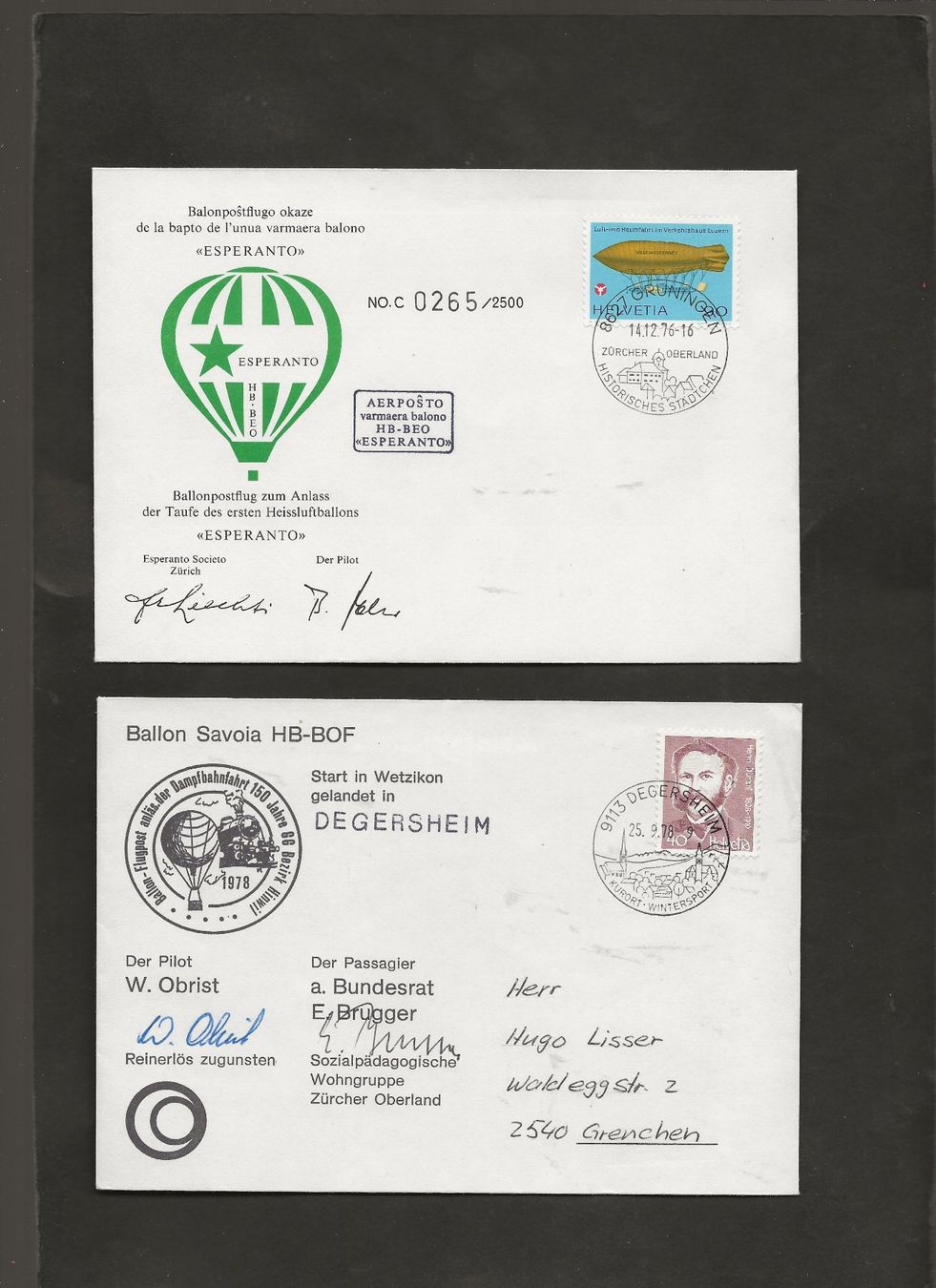 Tutti i francobolli: Flugpost Ballon Schweiz 8 Belege Luftpost – Usato da Au ZH venduto da xelagreb01 7