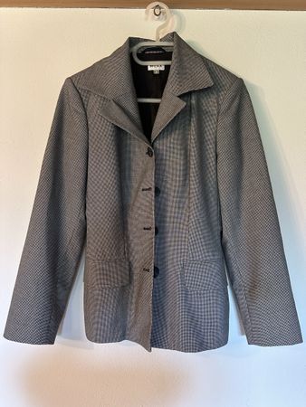 Mexx Blazer Jacke Damen Gr 36 Schwarz Grau Kariert Neuwertig
