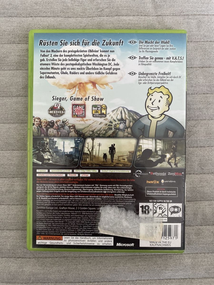 Microsoft Giochi: Fallout 3 für Xbox 360 – Usato da Thunstetten venduto da Virus_33 2