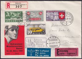 1939, BASEL (Mustermesse) Brief mit Vignette, sauber +F'post