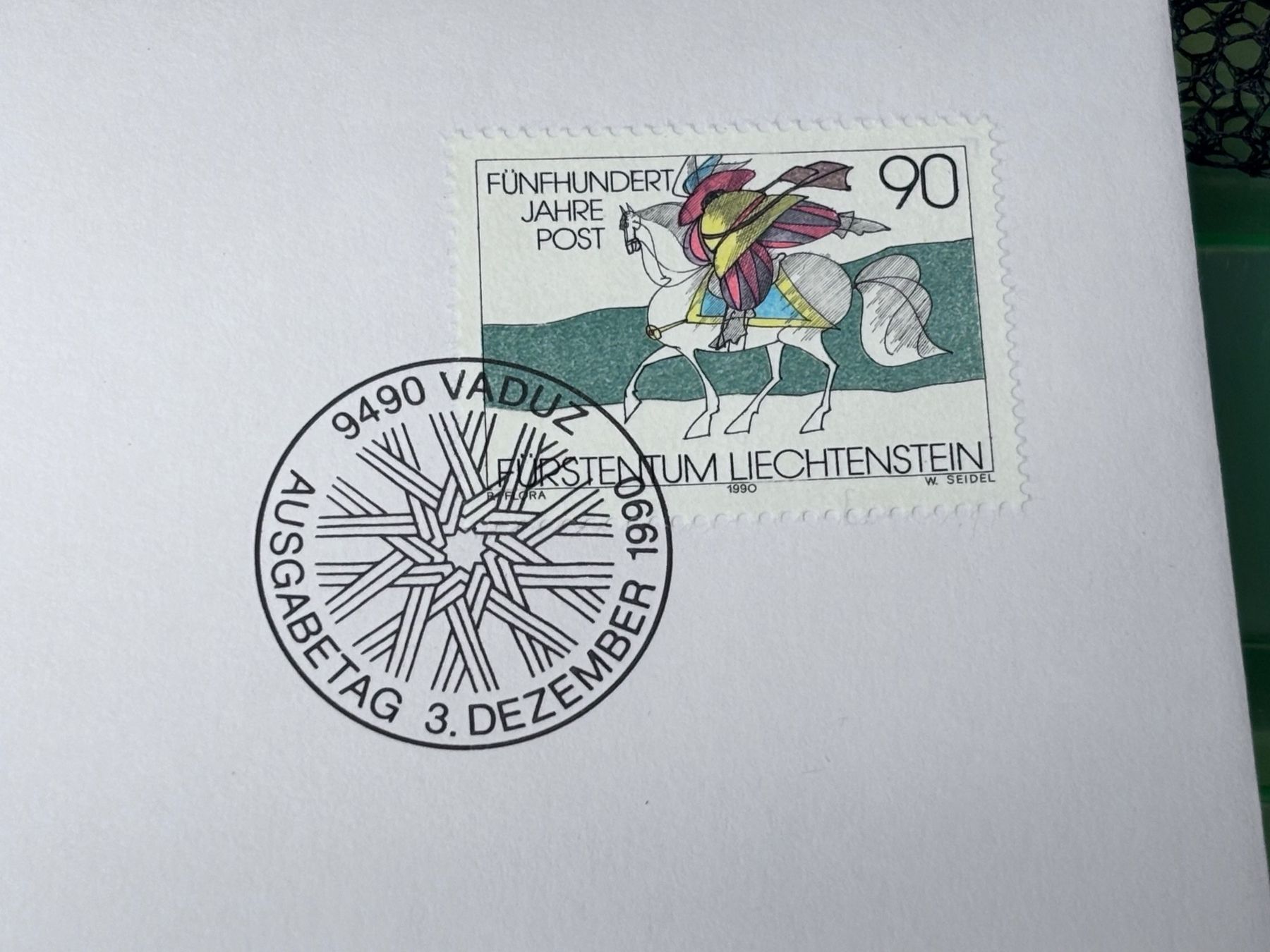 Tutti i francobolli: Liechtenstein Briefmarken FDC 1990, 500 Jahre Post – Nuovo (secondo la descrizione) da Zürich venduto da engebrunau 3