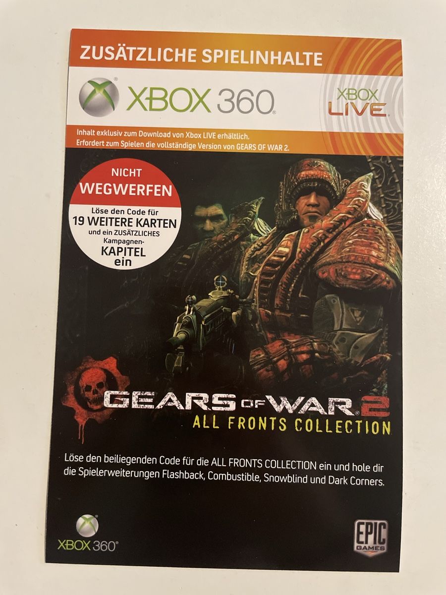 Microsoft Spiele: Gears of War 2 / XBOX 360 mit Code All Fronts Collection – Gebraucht aus Zürich von Bomboo 2