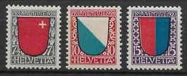 1920: Pro Juventute Serie Nr.15-17 **